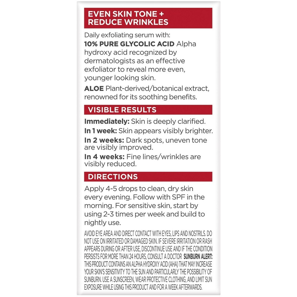 slide 2 of 7, L'Oreal Paris Revitalift Derm Intensives 10% Pure Glycolic Acid Face Serum, 0.5 fl oz
