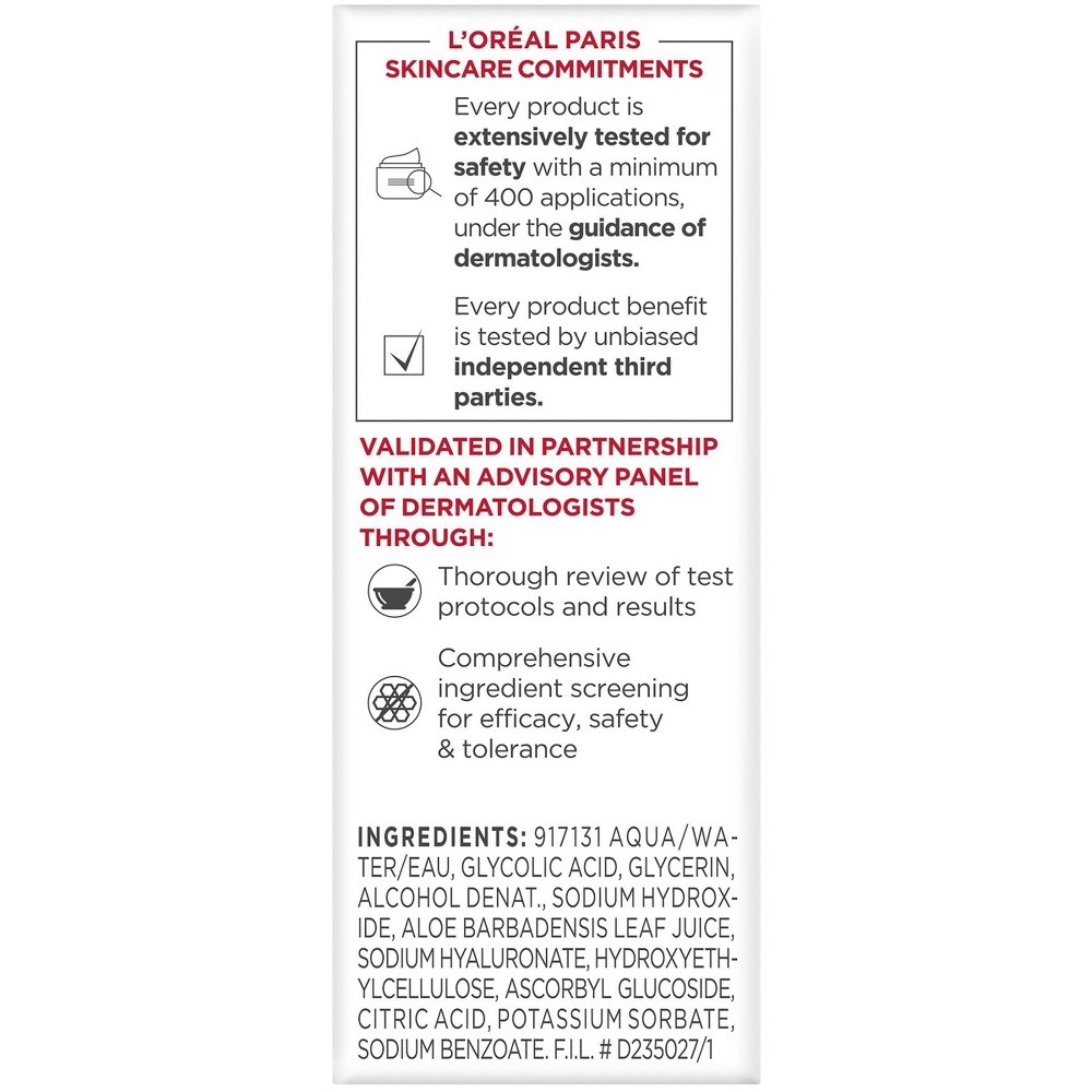 slide 6 of 7, L'Oreal Paris Revitalift Derm Intensives 10% Pure Glycolic Acid Face Serum, 0.5 fl oz