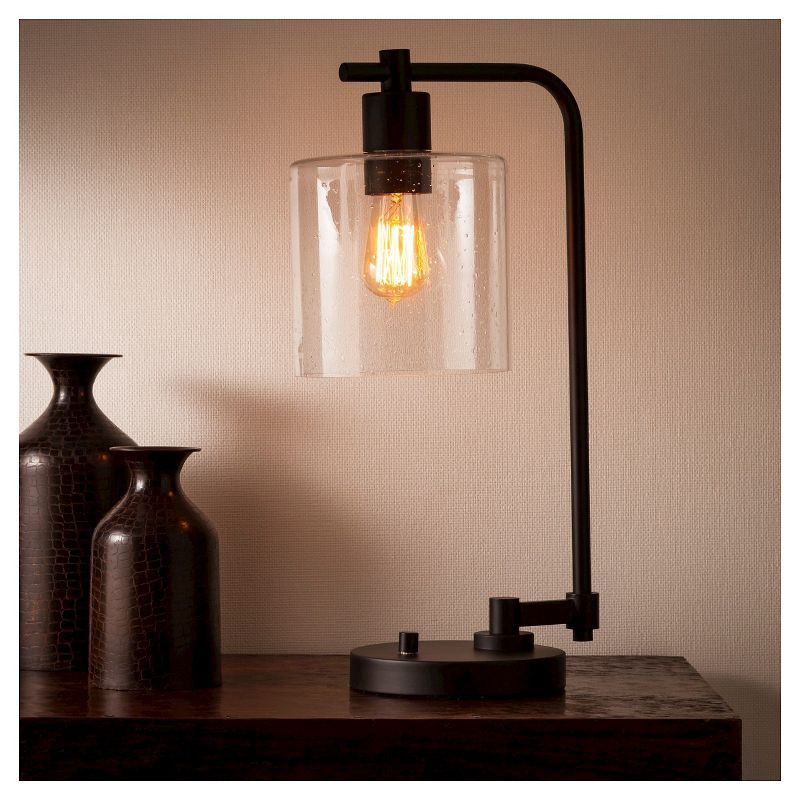slide 2 of 3, Hudson Table Lamp Antique Black - Threshold™: Oil Rubbed Finish, No Assembly, Modern Cylinder Shade, 1 ct