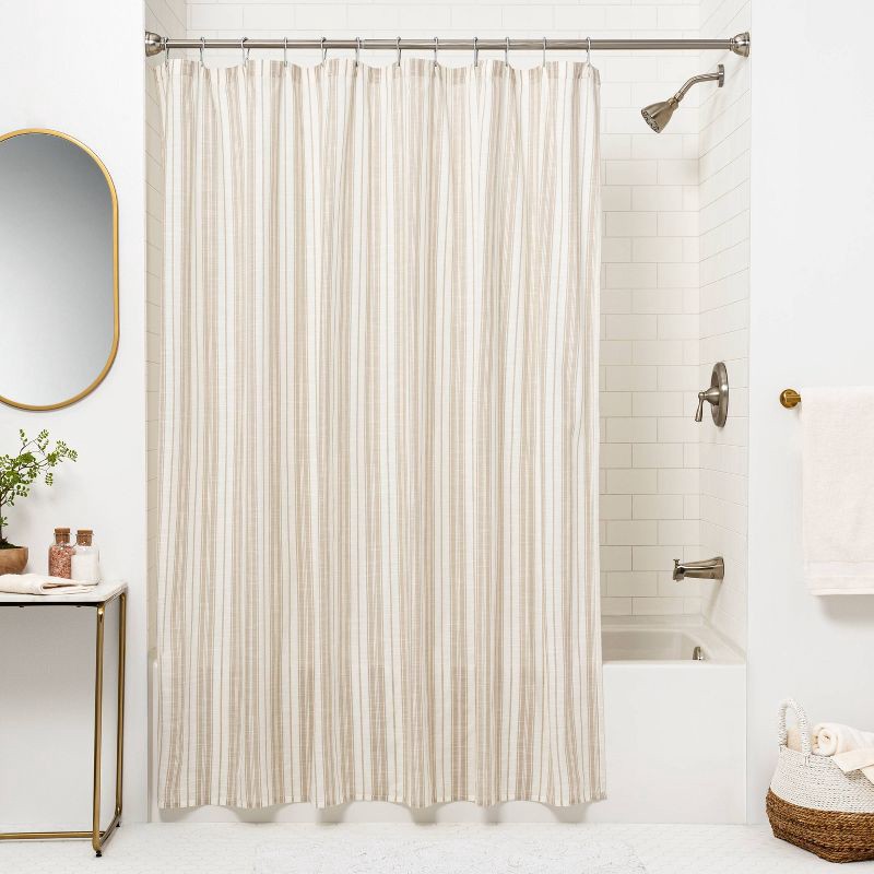 slide 2 of 5, 72" Rust Proof Stainless Steel Two-Way Mount Round Finial Shower Curtain Rod Brushed Nickel - Threshold™, 1 ct
