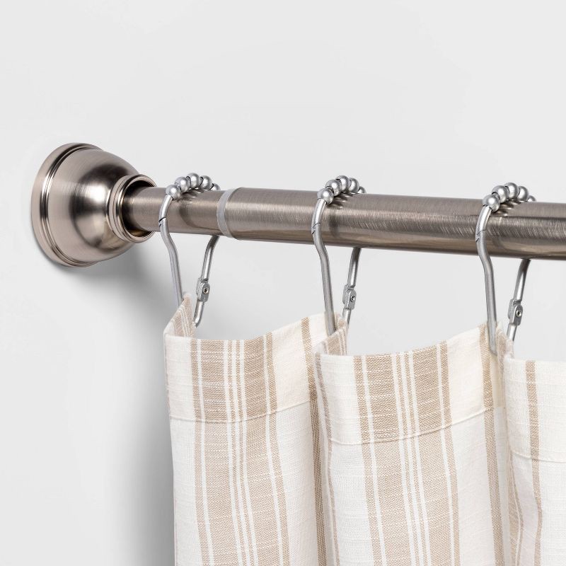 slide 3 of 5, 72" Rust Proof Stainless Steel Two-Way Mount Round Finial Shower Curtain Rod Brushed Nickel - Threshold™, 1 ct