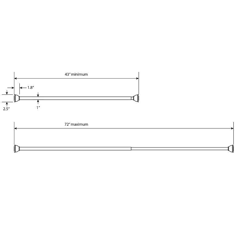 slide 5 of 5, 72" Rust Proof Stainless Steel Two-Way Mount Round Finial Shower Curtain Rod Brushed Nickel - Threshold™, 1 ct