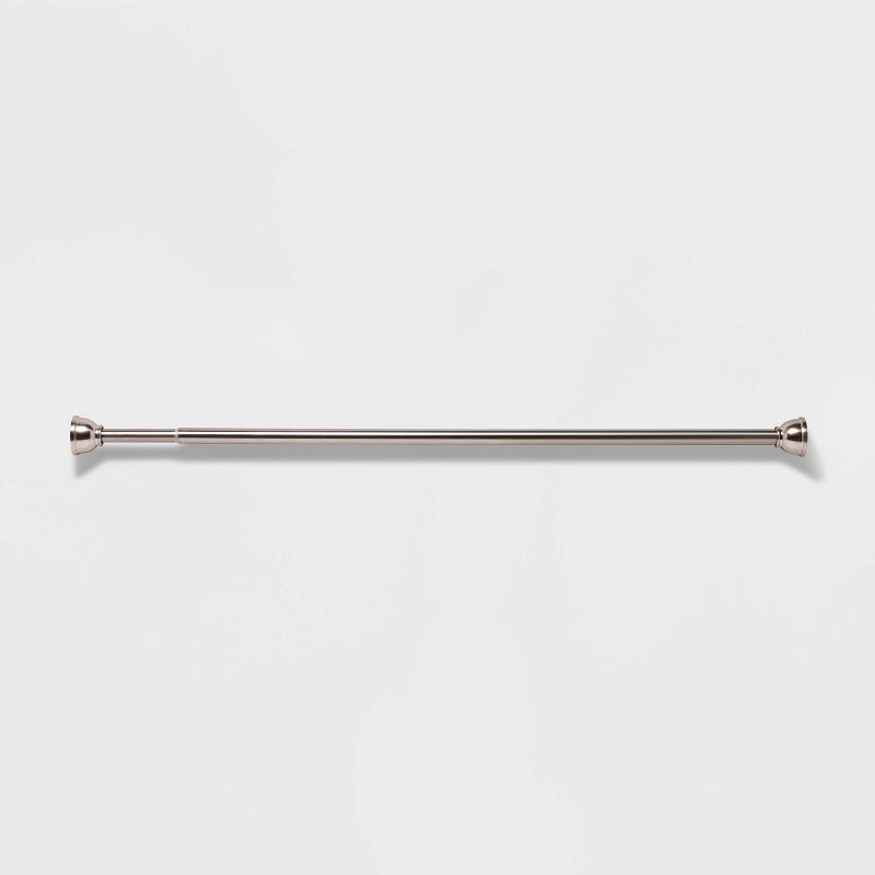slide 1 of 5, 72" Rust Proof Stainless Steel Two-Way Mount Round Finial Shower Curtain Rod Brushed Nickel - Threshold™, 1 ct