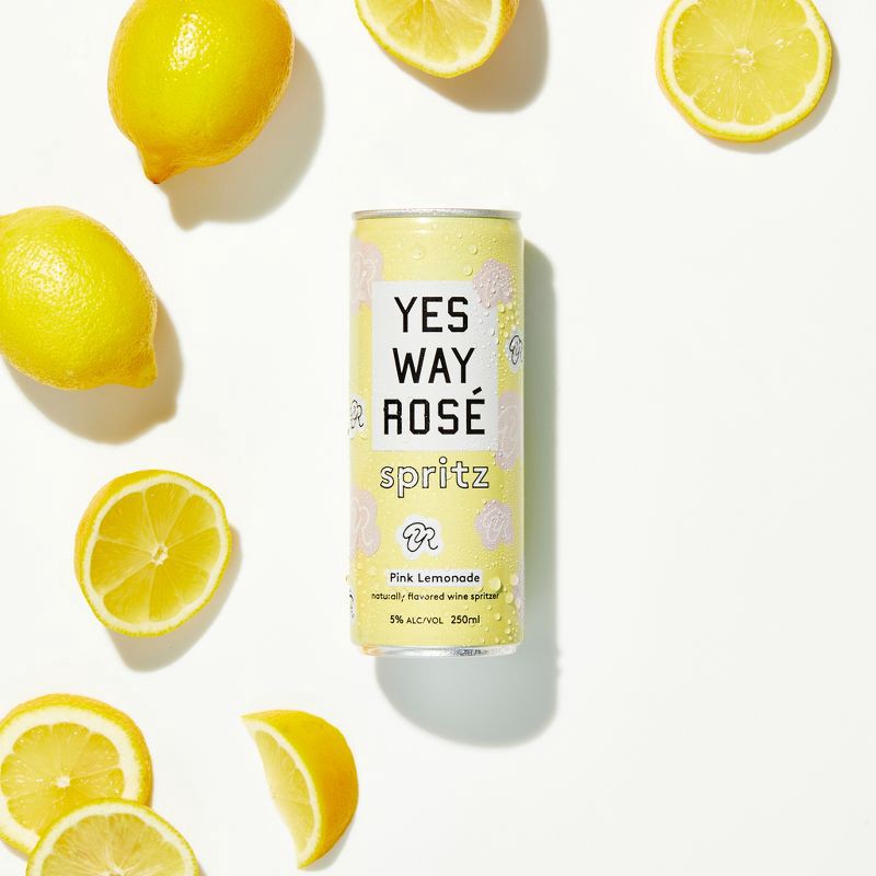 slide 5 of 8, Yes Way Rosé Pink Lemonade Wine Spritz - 4pk/250ml Cans, 4 ct; 250 ml