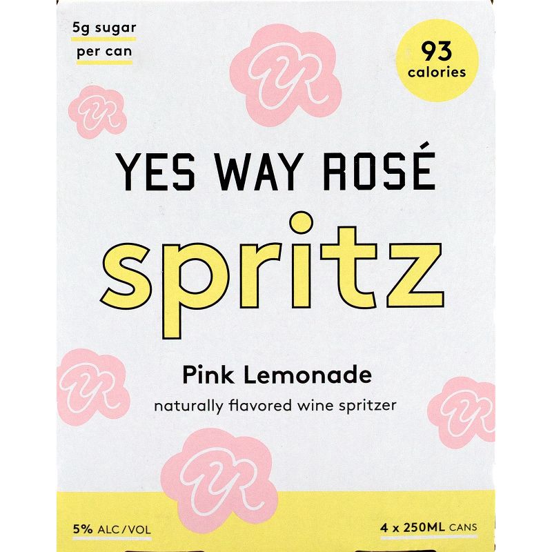 slide 1 of 8, Yes Way Rosé Pink Lemonade Wine Spritz - 4pk/250ml Cans, 4 ct; 250 ml