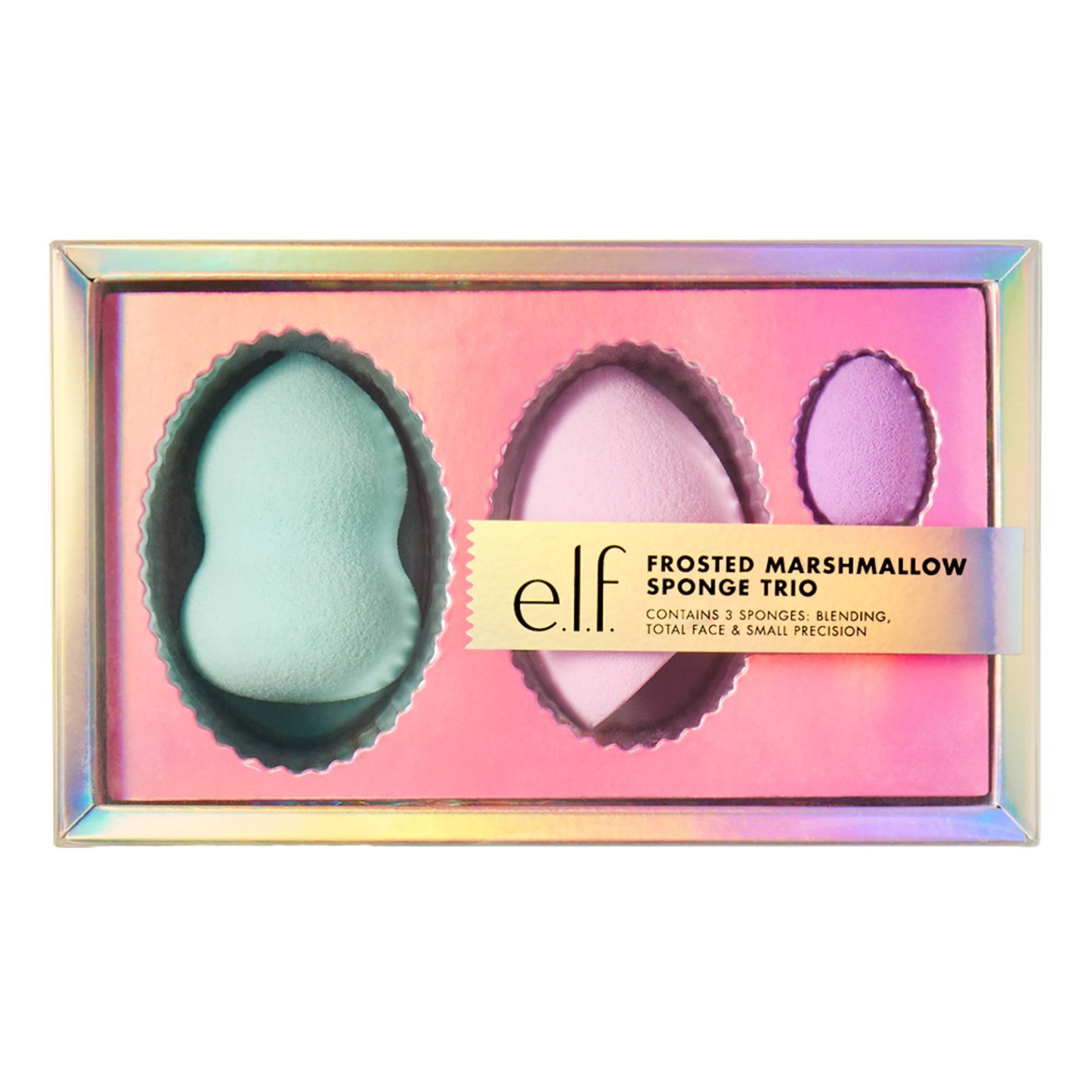 slide 1 of 3, e.l.f. Holiday Frosted Marshmallow Trio Sponge Gift Set, 3 ct