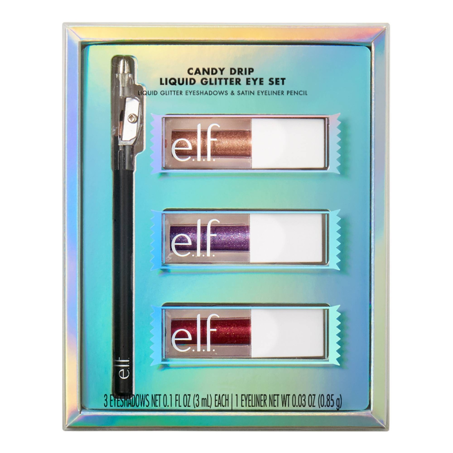 slide 1 of 4, e.l.f. Holiday Candy Drip Liquid Glitter Eye Set, 4 ct