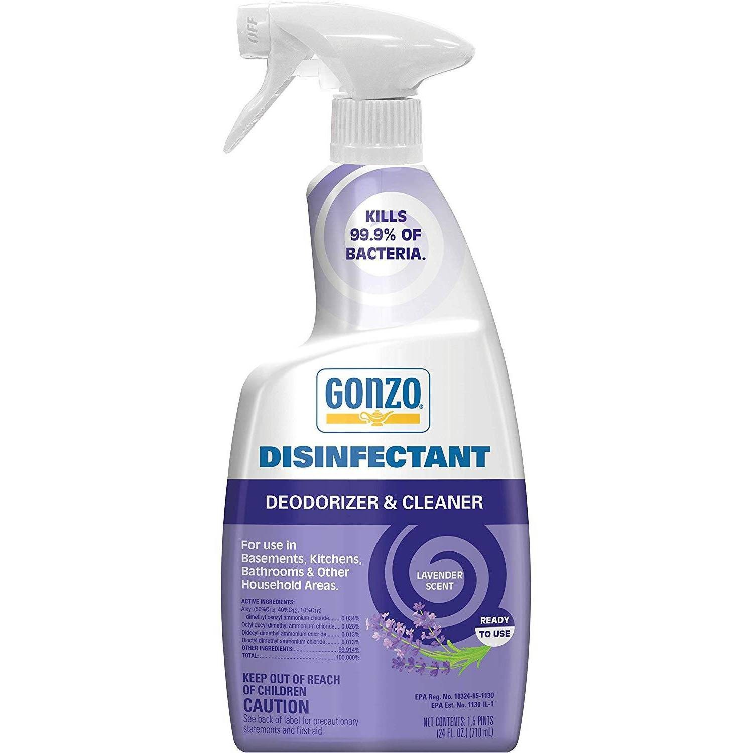 slide 1 of 3, Gonzo Disinfectant Deodorizer & Cleaner - Lavender, 24 fl oz