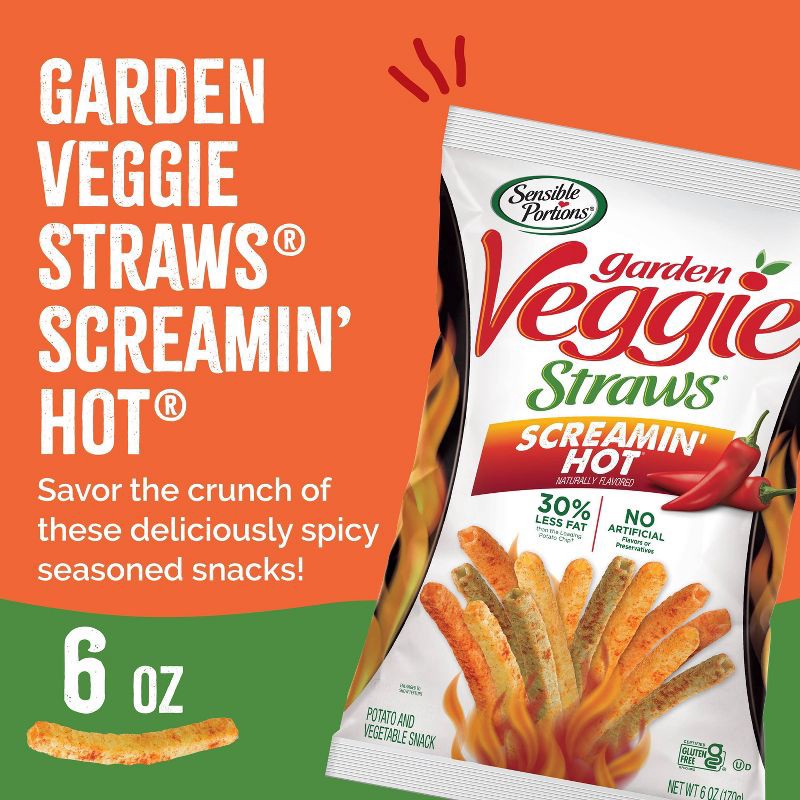 slide 2 of 7, Sensible Portions Screamin Hot Veggie Straws - 6oz, 6 oz