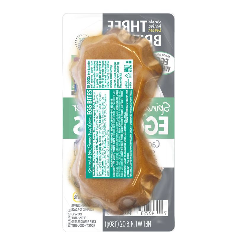 slide 2 of 4, Three Bridges Gluten Free Spinach & Bell Pepper Egg White Bites - 4.6oz, 4.6 oz