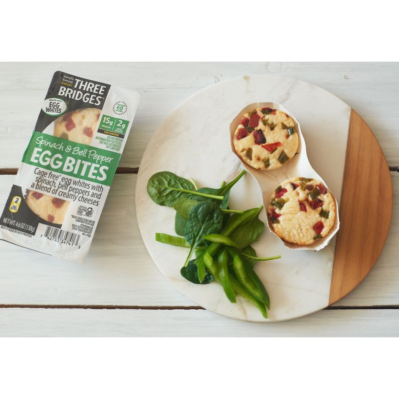 slide 3 of 4, Three Bridges Gluten Free Spinach & Bell Pepper Egg White Bites - 4.6oz, 4.6 oz
