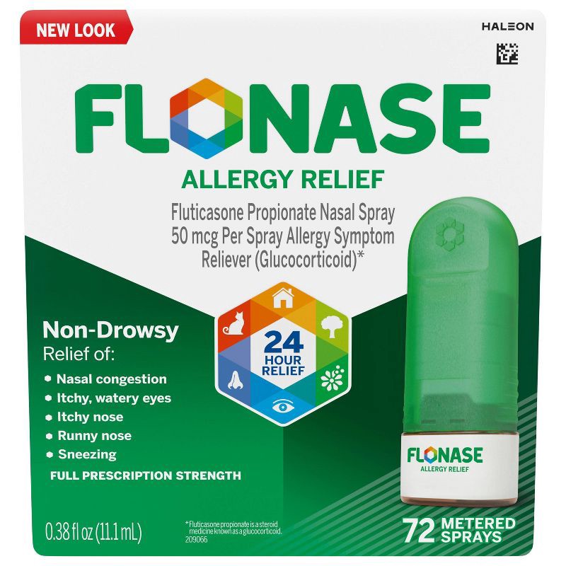 slide 1 of 9, Flonase Allergy Relief Nasal Spray - Fluticasone Propionate - 0.38 fl oz, 0.38 fl oz