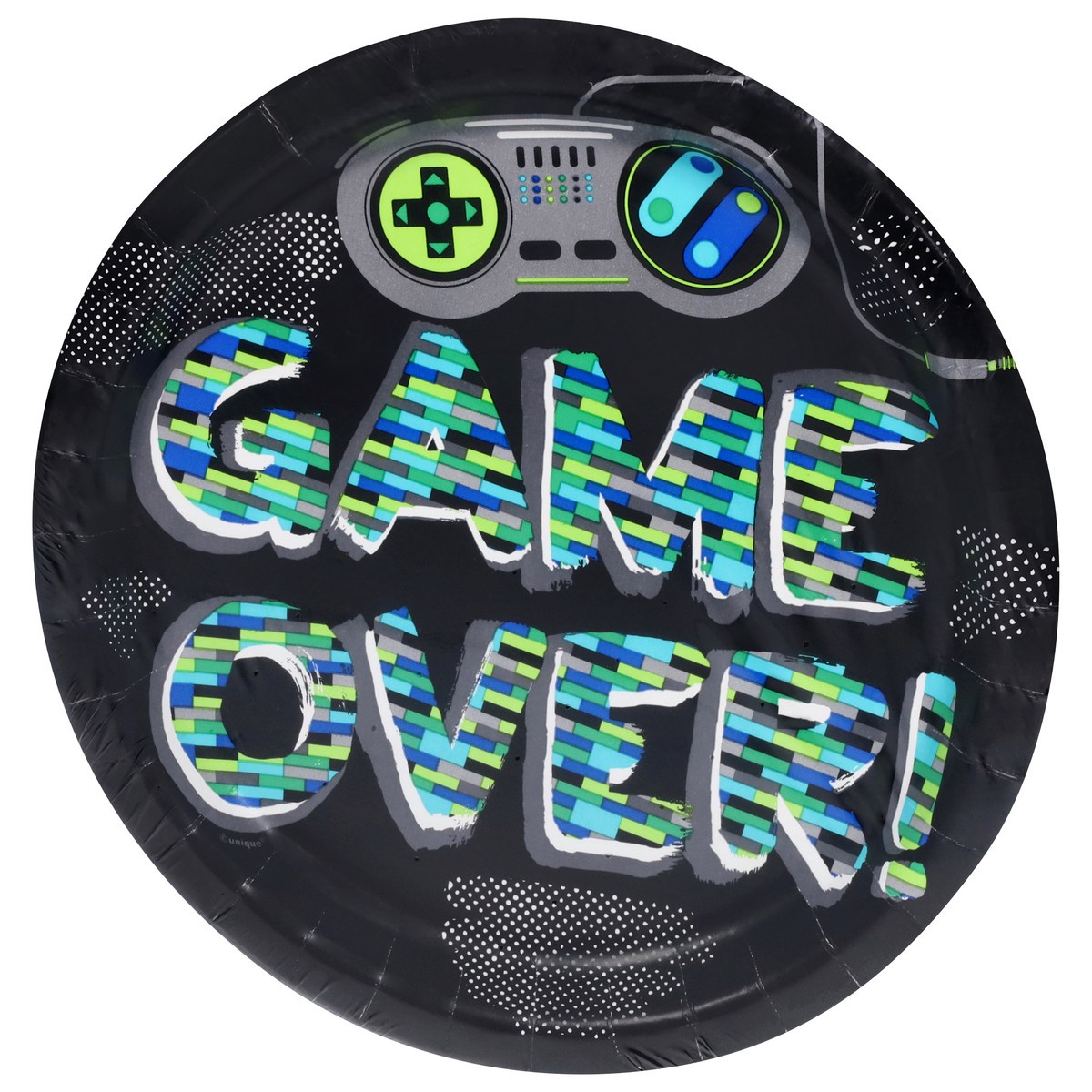 slide 3 of 4, Unique Game Over Plates 9 Inch, 1 ct