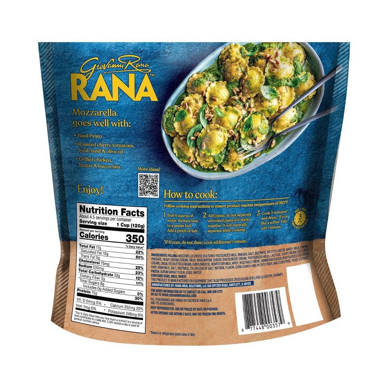 slide 6 of 8, Rana Mozzarella Cheese Ravioli - 20oz, 20 oz