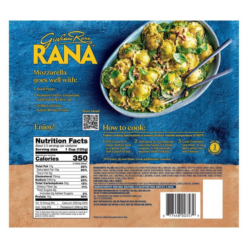 slide 8 of 8, Rana Mozzarella Cheese Ravioli - 20oz, 20 oz