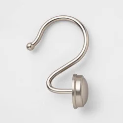 Rust Proof Button Shower Hook Nickel - Threshold™: Zinc Alloy, Nickel-Plated, 12-Pack Curtain Rings