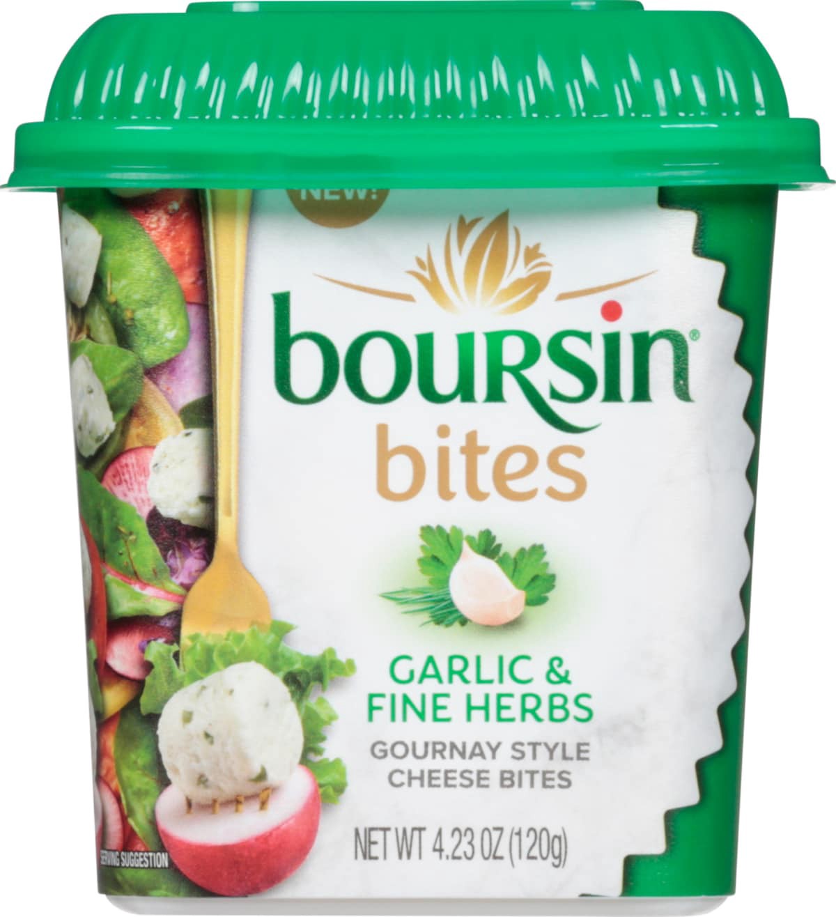 slide 1 of 13, Boursin Bites Garlic & Fine Herbs Gournay Style Cheese Bites, 4.23 oz