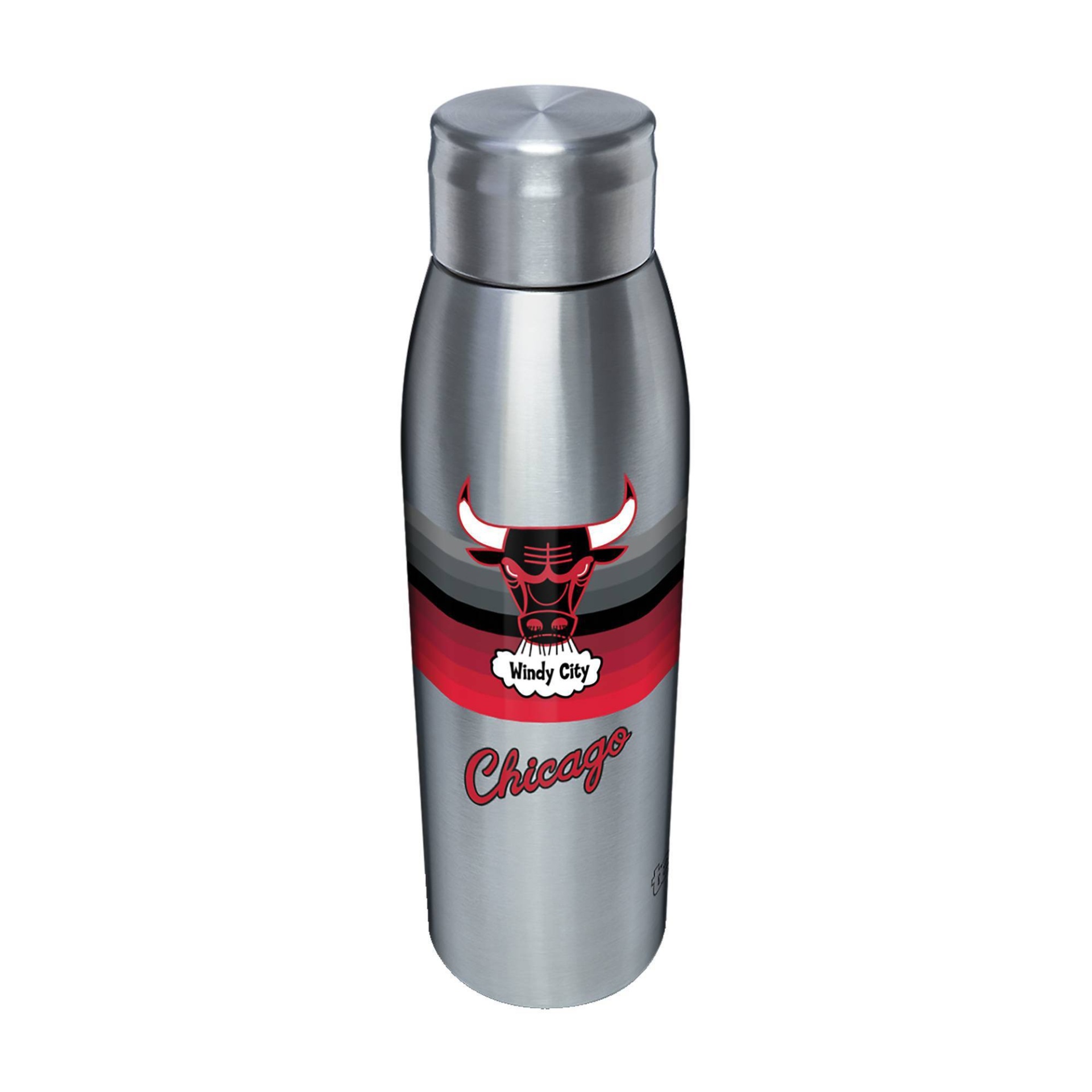 slide 1 of 1, NBA Chicago Bulls Retro Stripe Stainless Water Bottle, 17 oz