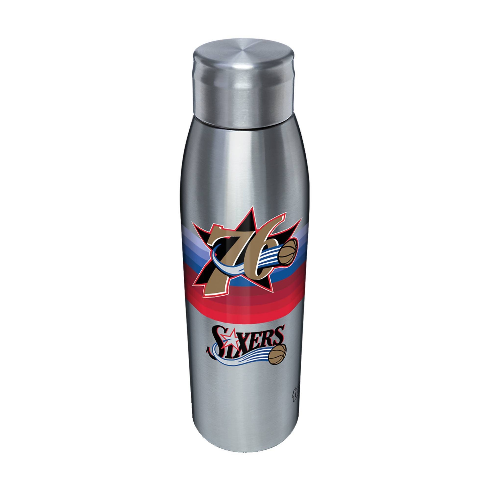 slide 1 of 1, NBA Philadelphia 76ers Retro Stripe Stainless Water Bottle, 17 oz