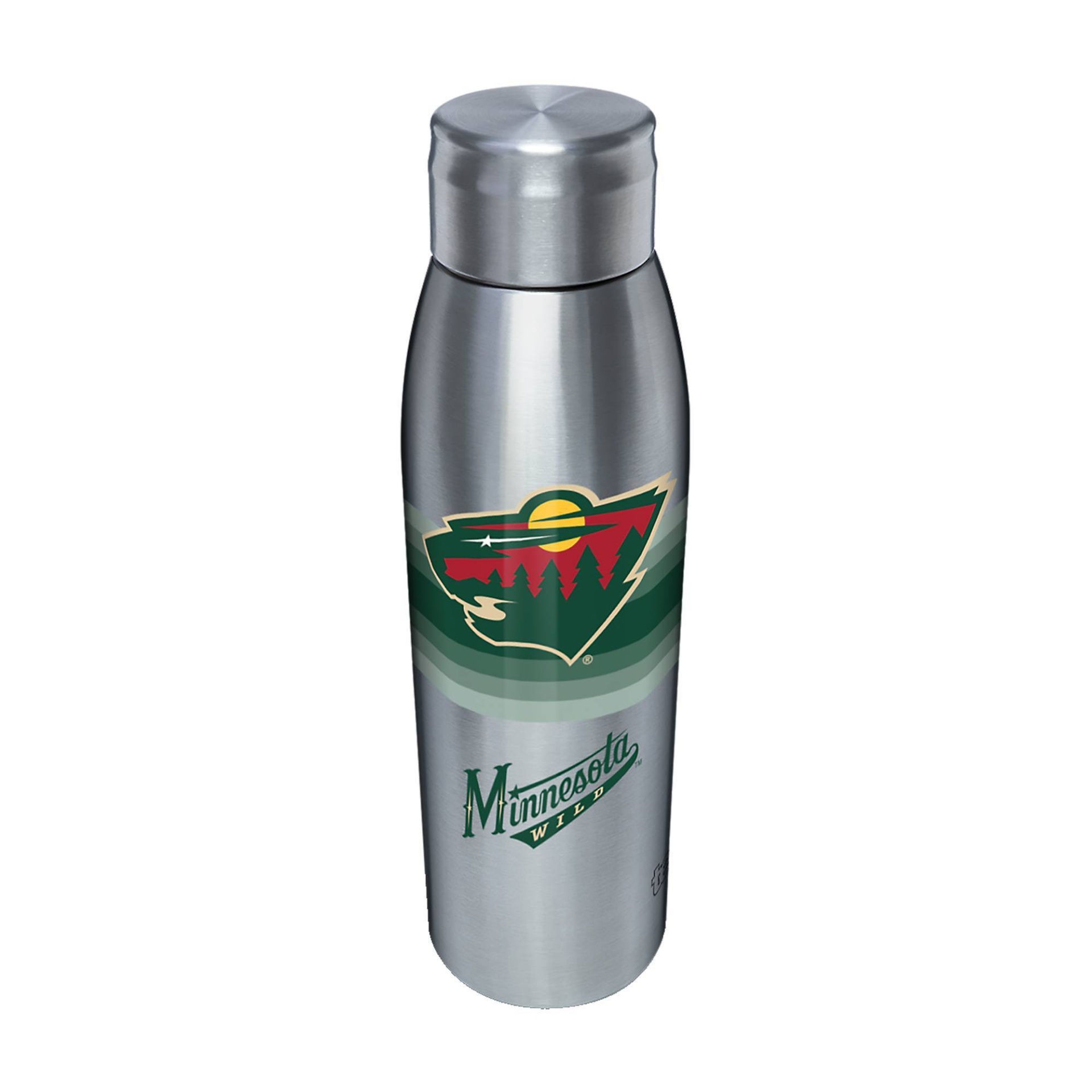 slide 1 of 1, NHL Minnesota Wild Retro Stripe Stainless Water Bottle, 17 oz