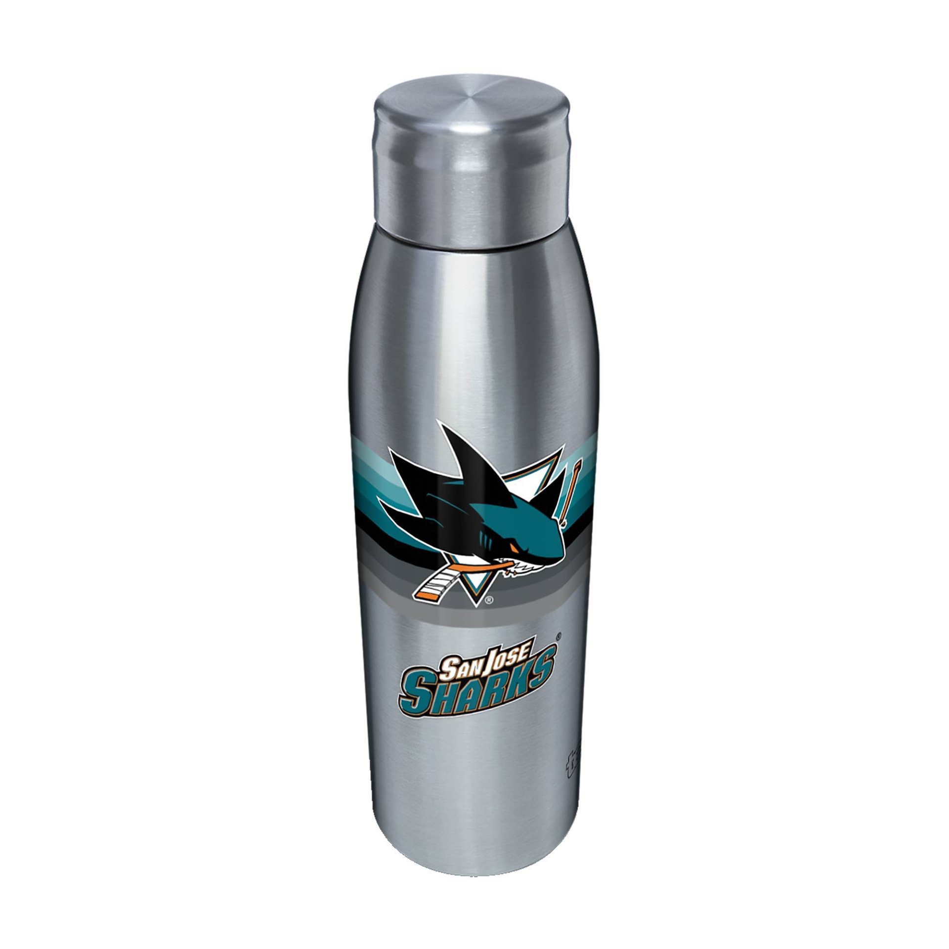 slide 1 of 1, NHL San Jose Sharks Retro Stripe Stainless Water Bottle, 17 oz