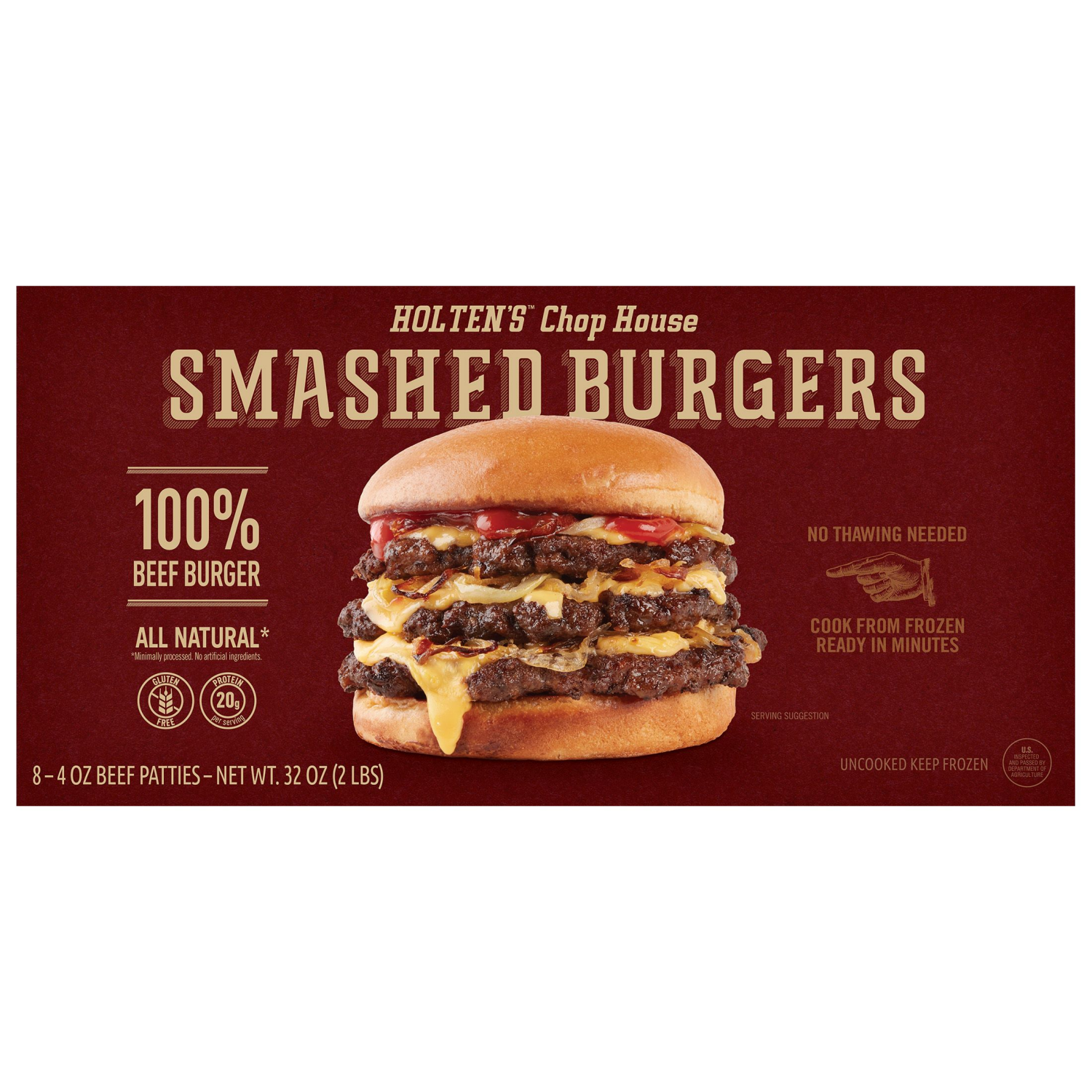 slide 1 of 7, Chop House Smashed Beef Burger 8 ea, 8 ct