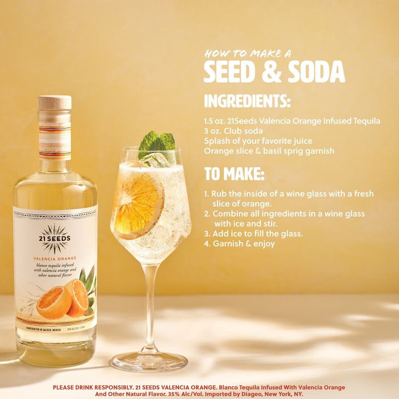 slide 4 of 11, 21 Seeds Valencia Orange Infused Blanco Tequila - 750ml Bottle, 750 ml
