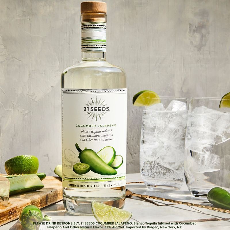 slide 4 of 9, 21 Seeds Cucumber Jalapeno Infused Blanco Tequila - 750ml Bottle, 750 ml