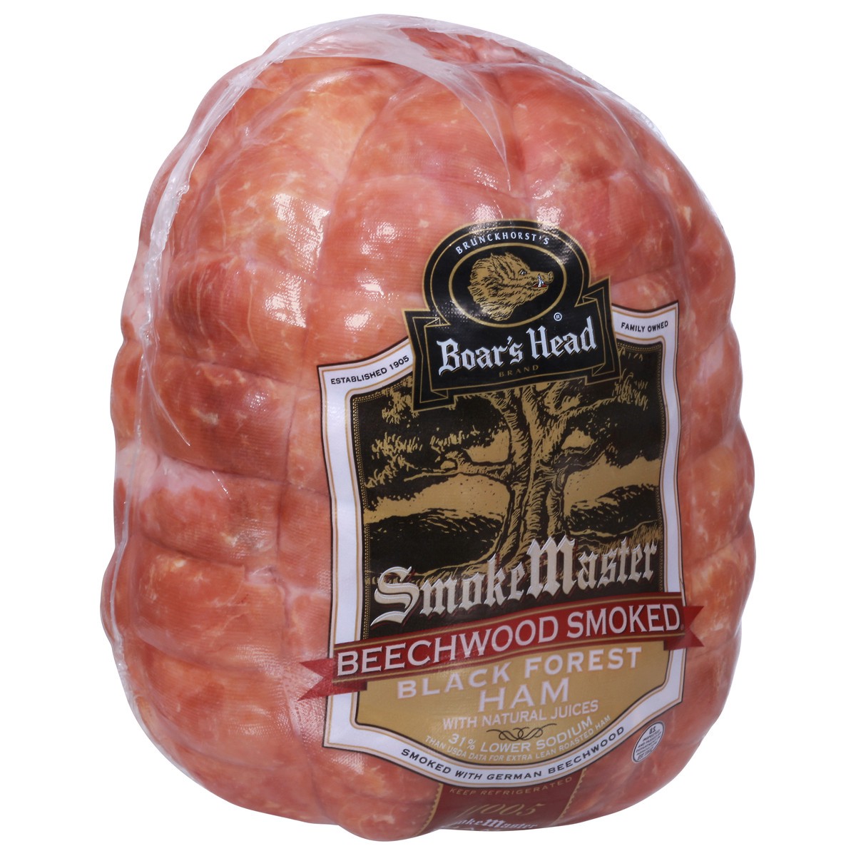 slide 8 of 9, Boar's Head SmokeMaster Beechwood Smoked Black Forest Ham with Natural Juices, per lb