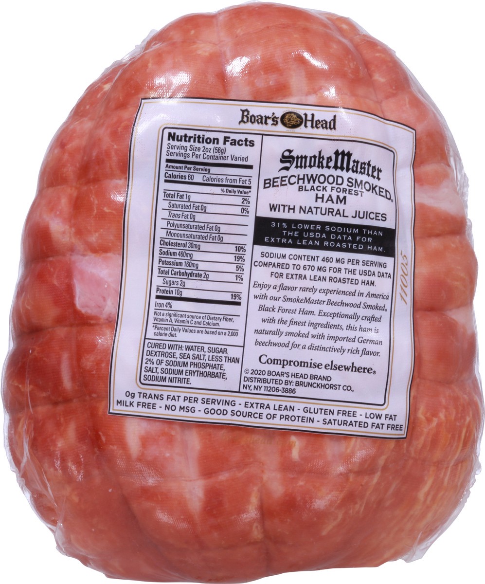 slide 9 of 9, Boar's Head SmokeMaster Beechwood Smoked Black Forest Ham with Natural Juices, per lb
