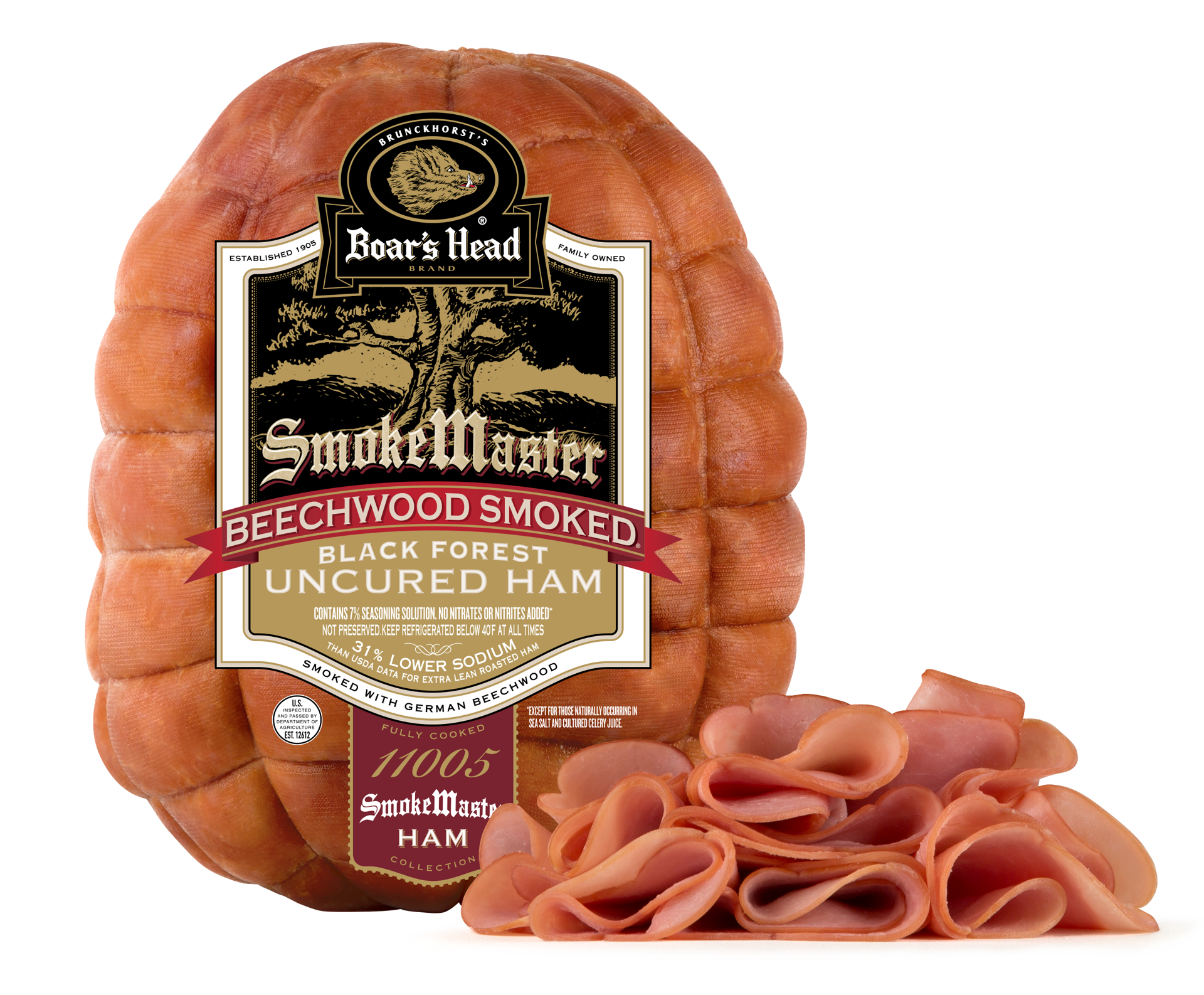 slide 1 of 9, Boar's Head SmokeMaster Beechwood Smoked Black Forest Ham with Natural Juices, per lb