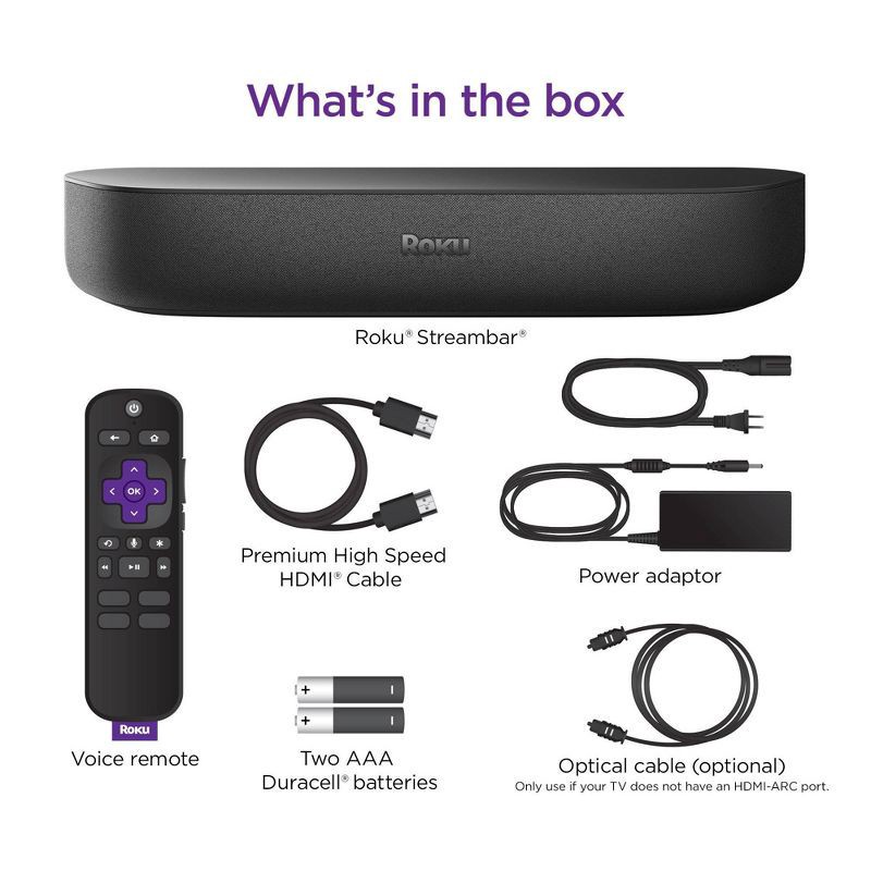 slide 7 of 11, Roku Streambar 4K/HD/HDR Streaming Media Player & Premium Audio, All In One with Roku Voice Remote, 1 ct
