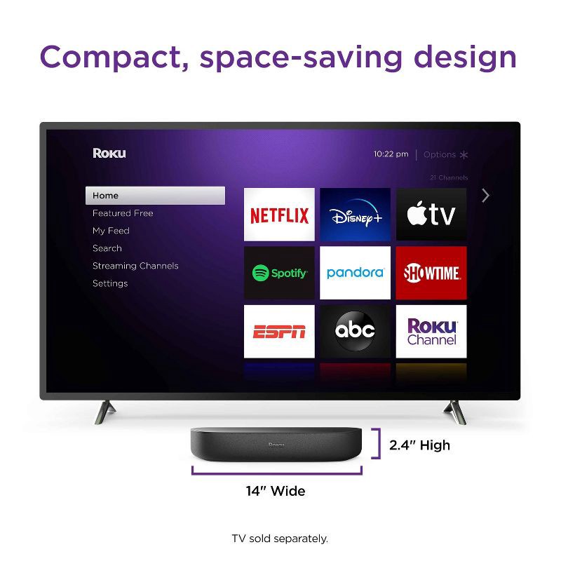 slide 9 of 11, Roku Streambar 4K/HD/HDR Streaming Media Player & Premium Audio, All In One with Roku Voice Remote, 1 ct