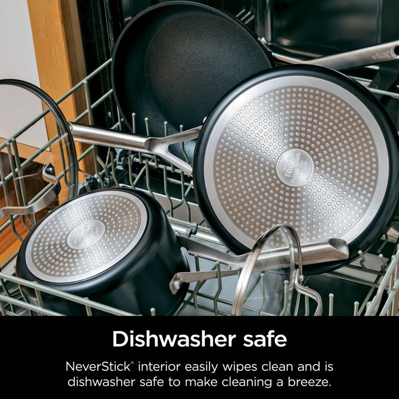 slide 10 of 13, Ninja 9pc Never Stick Essential Cookware Set: Nonstick, Tempered Glass Lids, Stainless Steel Handles, Induction Compatible, 9 ct