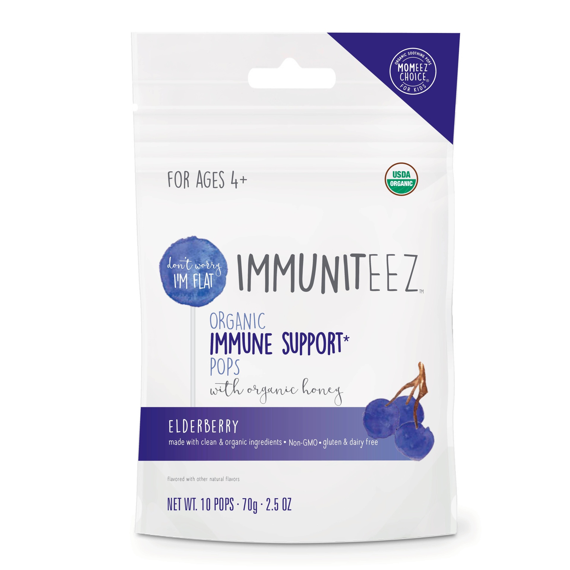 slide 1 of 6, Lolleez Immuniteez Organic Immune Support Pops for Kids - Elderberry - 10ct, 10 ct