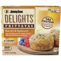 Jimmy Dean Delights Frittatas with Bacon & Spinach, Frozen Breakfast, 6 Count