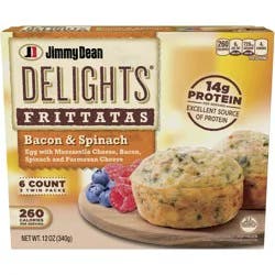 Jimmy Dean Delights Frittatas with Bacon & Spinach, Frozen Breakfast, 6 Count