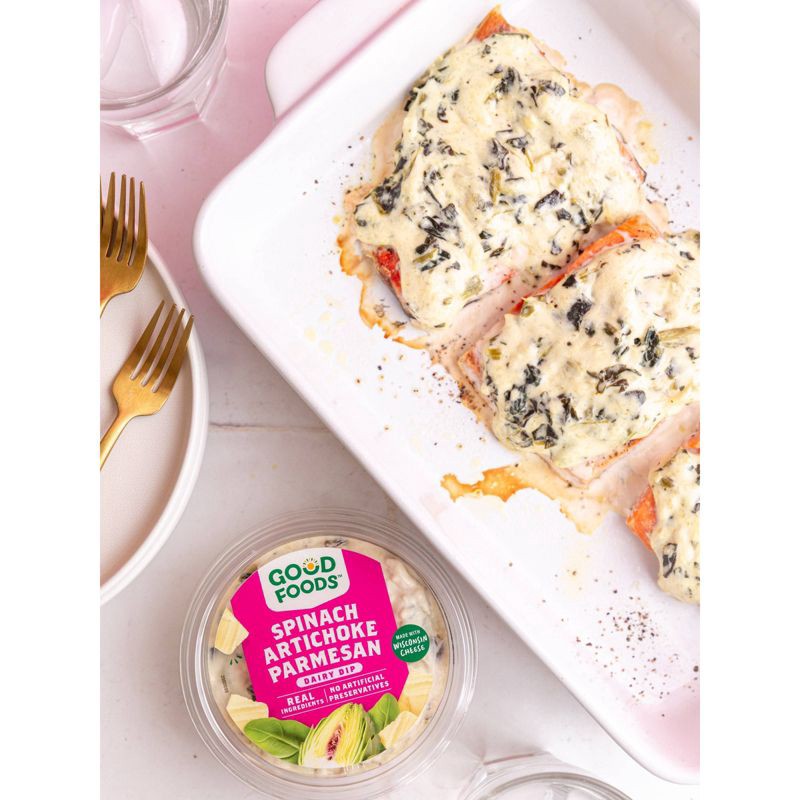 slide 3 of 9, Good Foods Spinach Artichoke Parmesan Dairy Dip - 8oz, 8 oz