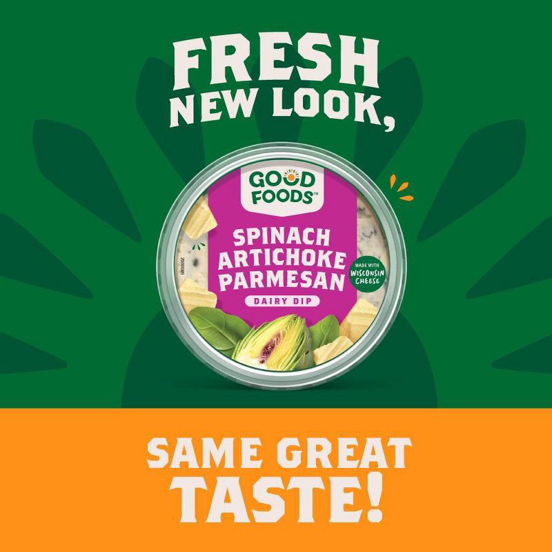 slide 4 of 9, Good Foods Spinach Artichoke Parmesan Dairy Dip - 8oz, 8 oz