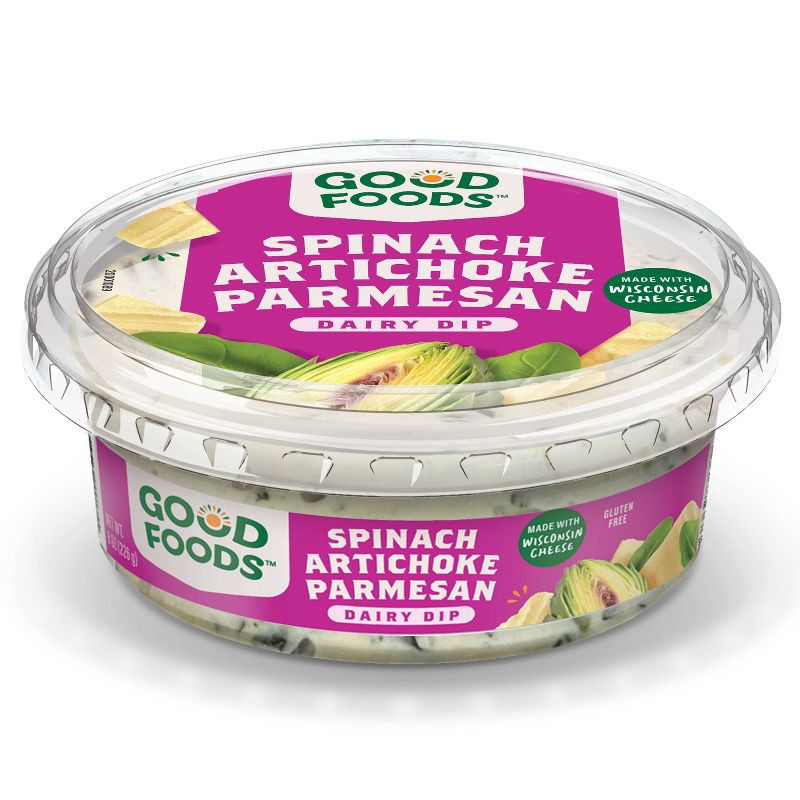 slide 5 of 9, Good Foods Spinach Artichoke Parmesan Dairy Dip - 8oz, 8 oz