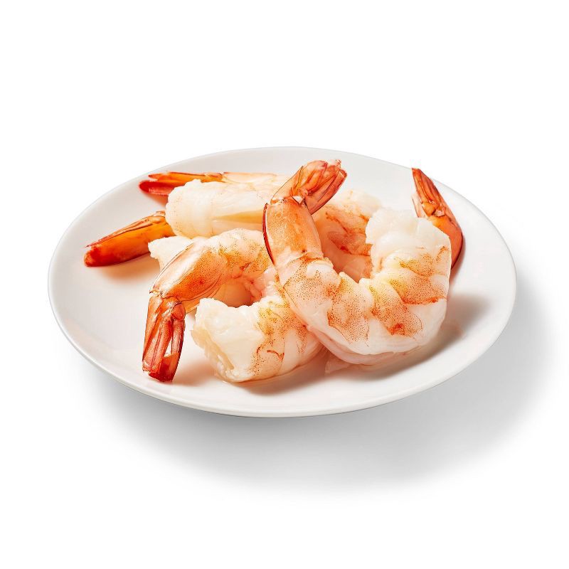 slide 3 of 4, Peeled & Deveined Tail On Cooked Shrimp - Frozen - 16-20ct/16oz - Good & Gather™, 16 ct; 20 ct, 16 oz