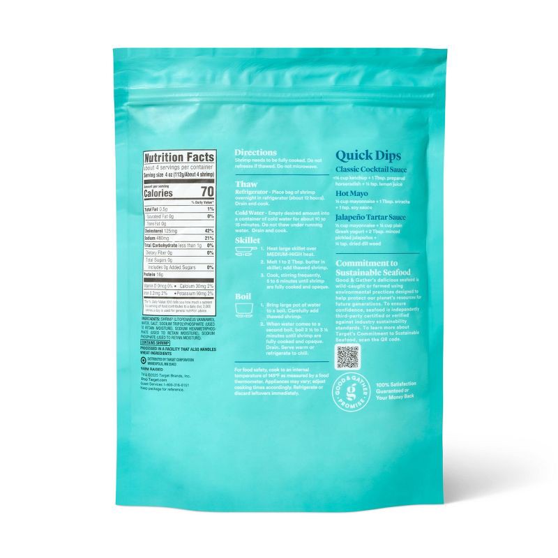 slide 2 of 5, Colossal Easy Peel Tail On & Deveined Raw Shrimp - Frozen - 13-15ct/16oz - Good & Gather™, 13 ct; 15 ct, 16 oz