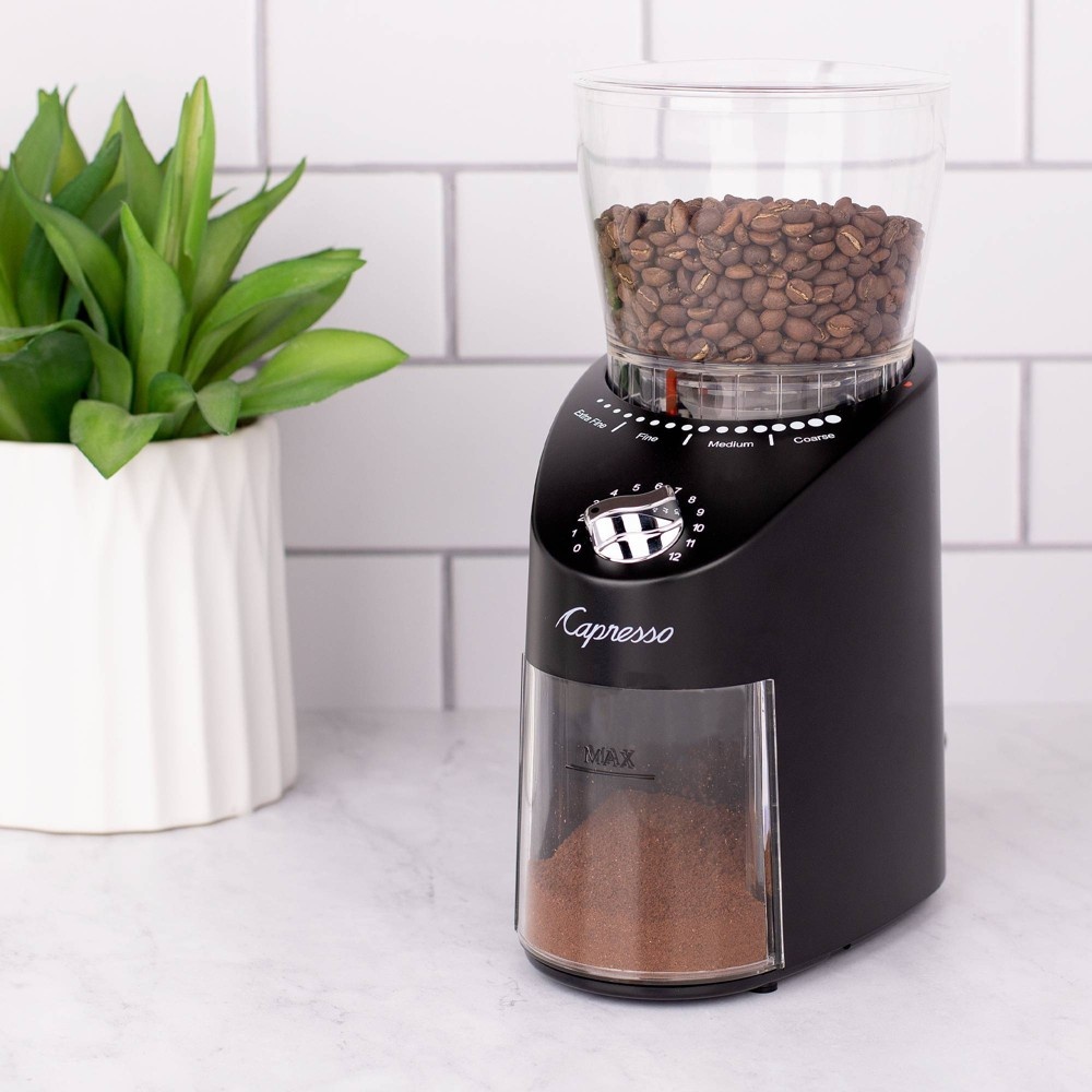 slide 2 of 6, Capresso Conical Burr Coffee Grinder Infinity Plus - Black 570.01, 1 ct