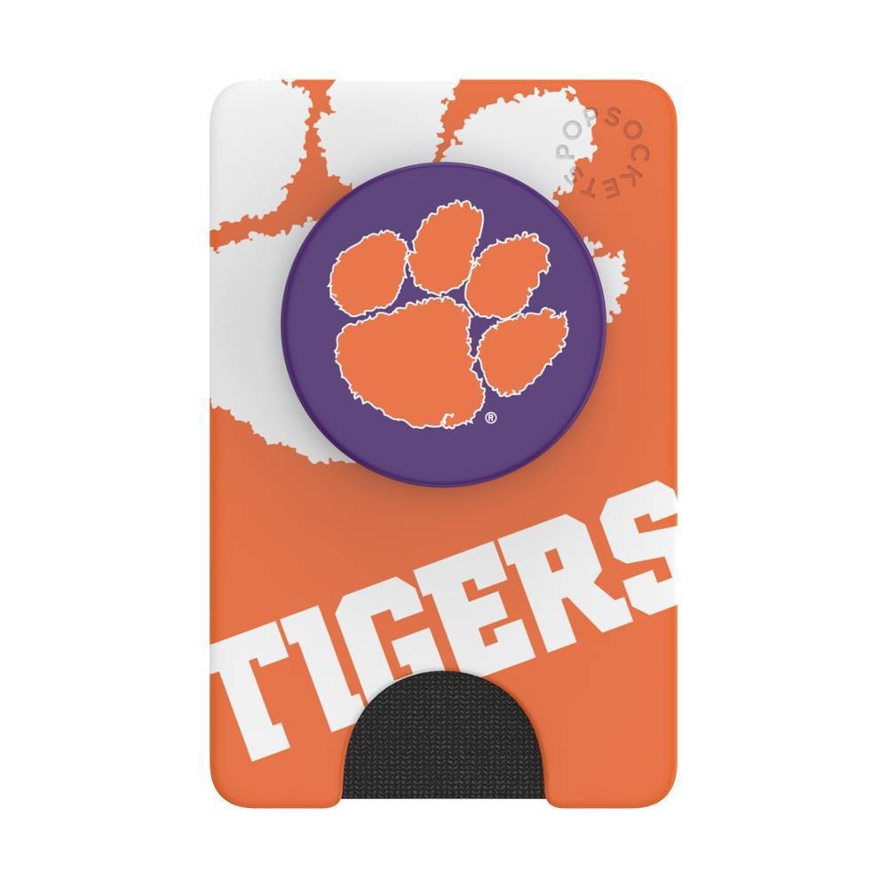 slide 1 of 5, NCAA Clemson Tigers PopSockets PopWallet+ (with PopTop), 1 ct