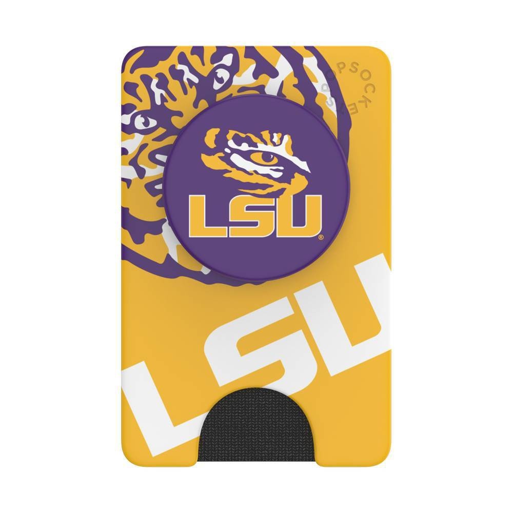 slide 1 of 5, NCAA LSU Tigers PopSockets PopWallet+ (with PopTop), 1 ct