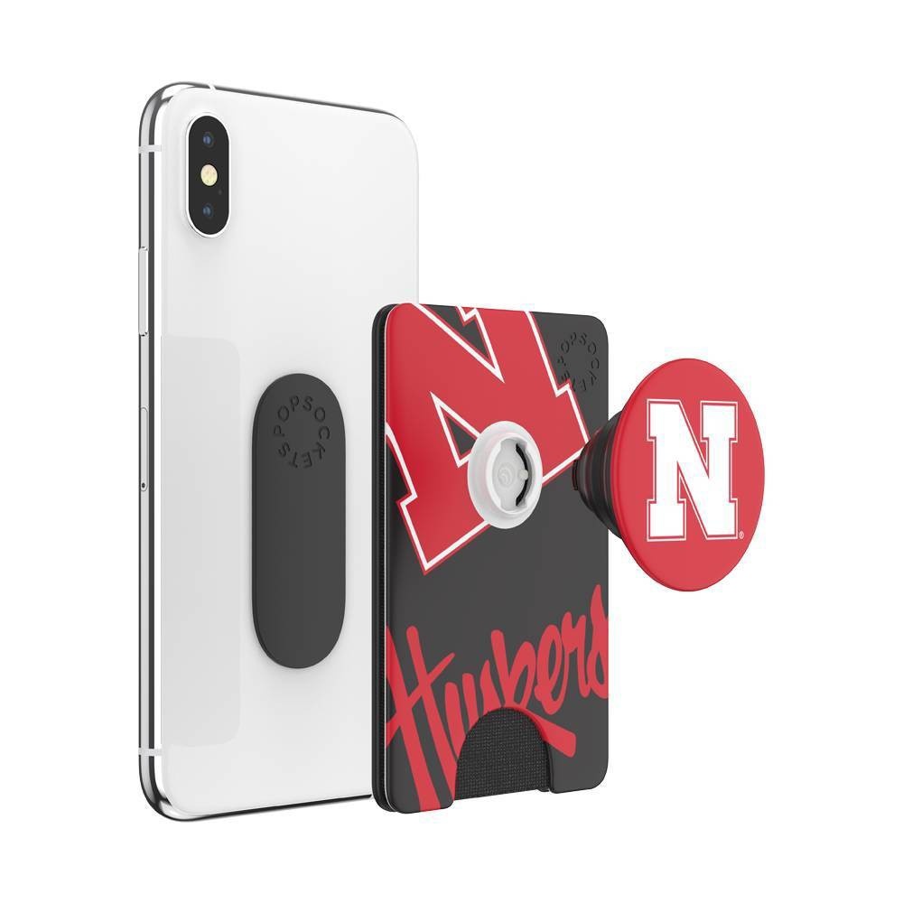 slide 3 of 5, NCAA Nebraska Cornhuskers PopSockets PopWallet+ (with PopTop), 1 ct