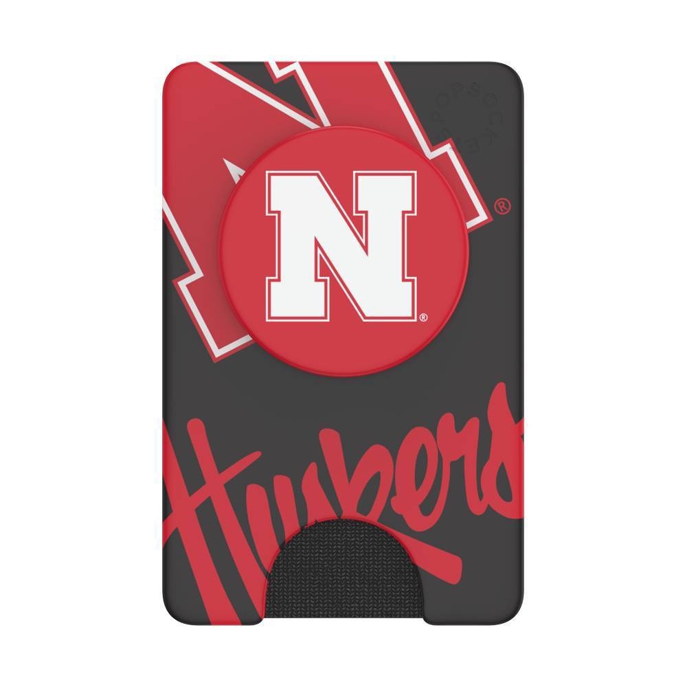 slide 1 of 5, NCAA Nebraska Cornhuskers PopSockets PopWallet+ (with PopTop), 1 ct