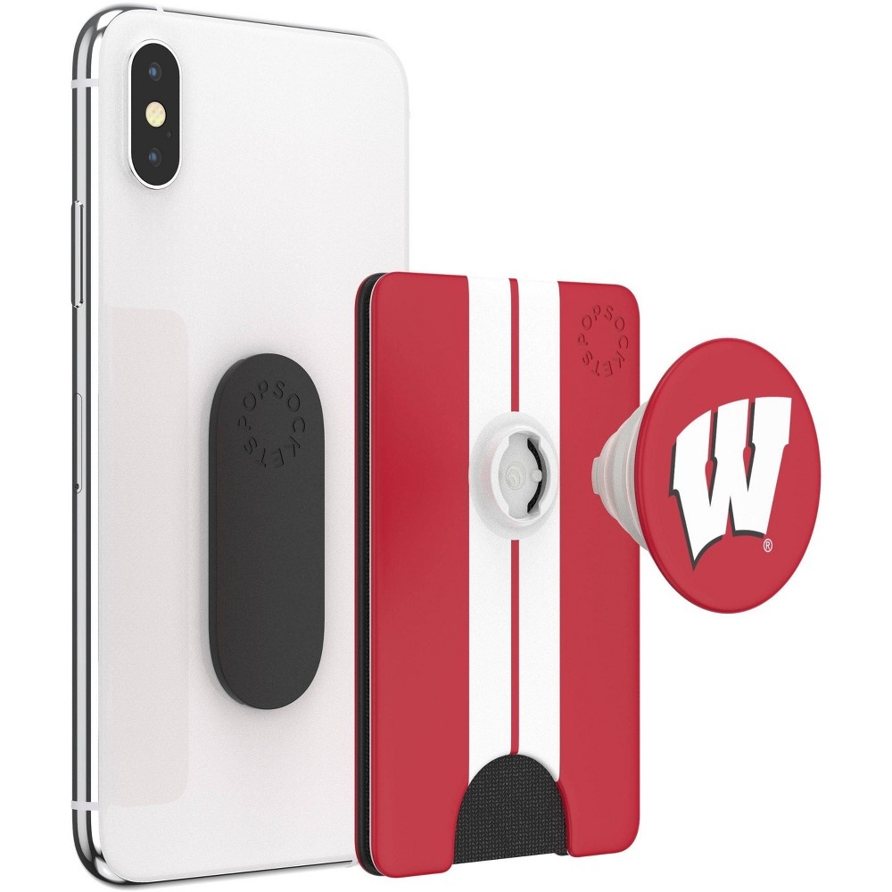 slide 3 of 5, NCAA Wisconsin Badgers PopSockets PopWallet+ (with PopTop), 1 ct