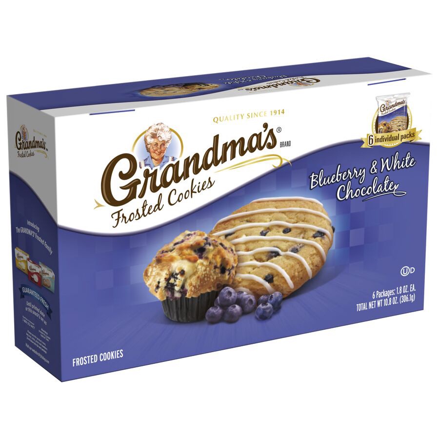 slide 1 of 5, Grandma's Blueberry & White Chocolate Frosted Cookies (6-1.8 Oz) 10.8 Ounce 6 Count Bag, 10.8 oz