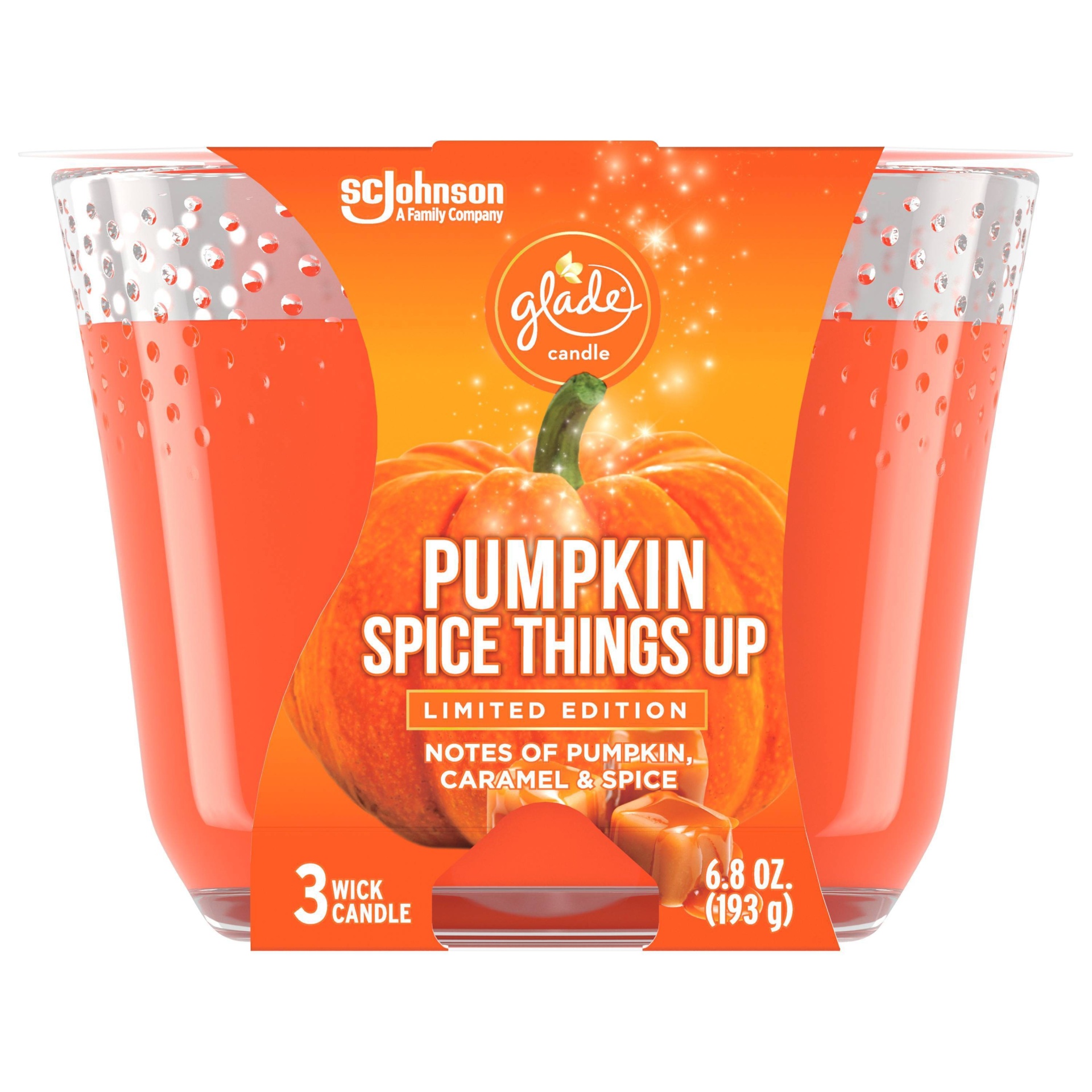 slide 1 of 4, Glade Candle - Pumpkin Spice Things Up, 6.8 oz